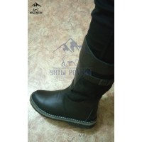 Монголки женские натуральные черные с замком, войлочнорезиновая подошва