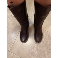 Монголки женские натуральные коричневые, войлочная подошва