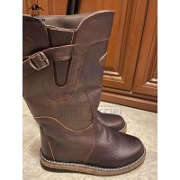 Монголки женские натуральные коричневые, войлочная подошва