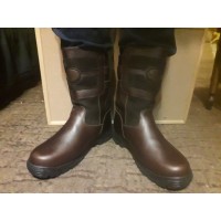 Монголки мужские натуральные короткие коричневые, литая подошва