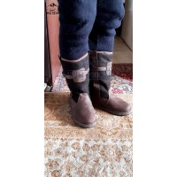 Монголки мужские натуральные высокие коричневые, войлочная подошва