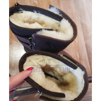 Монголки мужские натуральные высокие коричневые, войлочная подошва