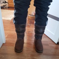 Монголки мужские натуральные высокие коричневые, войлочная подошва