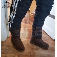 Монголки мужские натуральные высокие коричневые, войлочная подошва