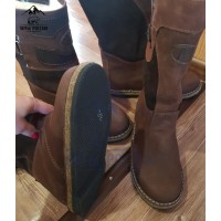 Монголки женские натуральные коричневые, войлочная подошва