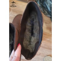 Монголки женские натуральные коричневые, войлочная подошва