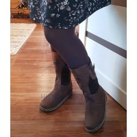 Монголки женские натуральные коричневые, войлочная подошва