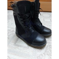 Берцы зимние натуральные чёрные войлочные с мехом, войлочная подошва Берцы зимние натуральные чёрные войлочные с мехом, войлочная подошва