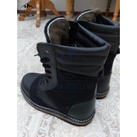 Берцы зимние натуральные чёрные войлочные с мехом, войлочная подошва Берцы зимние натуральные чёрные войлочные с мехом, войлочная подошва