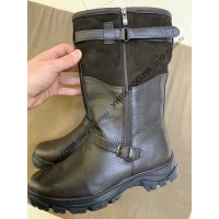 Монголки мужские натуральные коричневые с замком, литая подошва