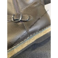 Монголки мужские натуральные коричневые с замком, войлочная подошва