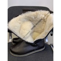 Монголки мужские натуральные коричневые с замком, войлочная подошва