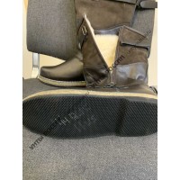 Монголки мужские натуральные коричневые с замком, войлочная подошва