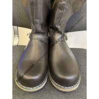 Монголки мужские натуральные коричневые с замком, войлочная подошва