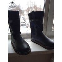 Монголки мужские натуральные высокие черные, войлочная подошва