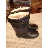 Монголки мужские натуральные коричневые с замком, войлочная подошва