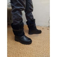 Унты мужские натуральные короткие черные, литая подошва