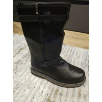 Монголки мужские натуральные черные с замком, войлочная подошва