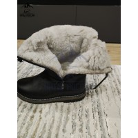 Монголки мужские натуральные черные с замком, войлочная подошва