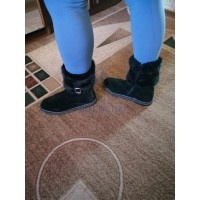 Унты женские натуральные короткие черные с замком, войлочная подошва