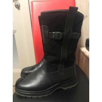 Монголки мужские натуральные черные кожаные, литая подошва