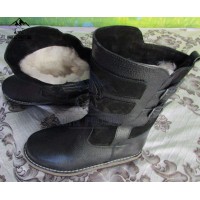 Монголки мужские натуральные короткие черные, войлочная подошва