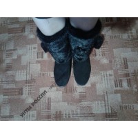 Унты женские натуральные черные, литая подошва