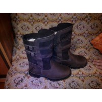 Монголки мужские натуральные короткие коричневые, литая подошва