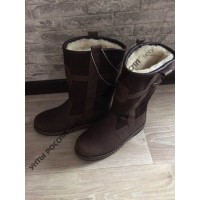 Монголки мужские натуральные высокие коричневые, войлочная подошва