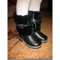 Унты подростковые натуральные черные, литая подошва