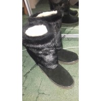 Унты женские натуральные черные, войлочная подошва