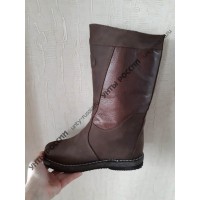 Монголки женские натуральные коричневые, войлочная подошва