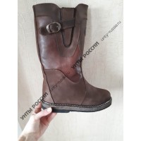 Монголки женские натуральные коричневые, войлочная подошва