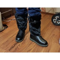 Унты мужские высокие лётные черные, натуральная овчина, войлочная подошва