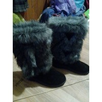 Унты женские натуральные чернобурка, литая подошва