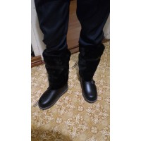 Унты мужские высокие черные натуральная овчина, войлочная подошва