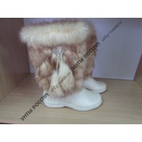 Унты женские натуральные персиковые, литая подошва