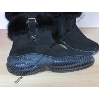 Унты женские натуральные короткие черные с замком, литая подошва