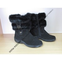 Унты женские натуральные короткие черные с замком, литая подошва