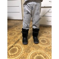 Унты детские натуральные черные, литая подошва