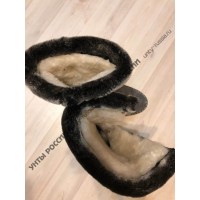 Сапоги зимние женские натуральные серые с замком, войлочная подошва