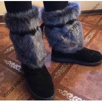 Унты женские натуральные чернобурка, войлочная подошва