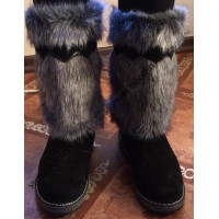 Унты женские натуральные чернобурка, войлочная подошва