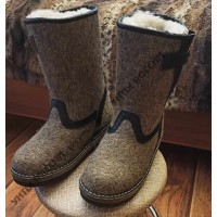 Сапоги зимние мужские натуральные войлочные с мехом 'Лесник', валенки, войлочнорезиновая подошва