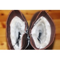 Монголки женские натуральные коричневые, войлочная подошва