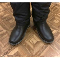 Монголки мужские натуральные черные на липучках, войлочная подошва