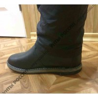 Монголки мужские натуральные черные на липучках, войлочная подошва