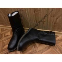 Монголки мужские натуральные черные на липучках, войлочная подошва