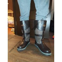 Монголки мужские натуральные высокие коричневые, войлочнорезиновая подошва