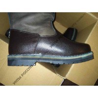 Монголки мужские натуральные высокие коричневые, войлочнорезиновая подошва